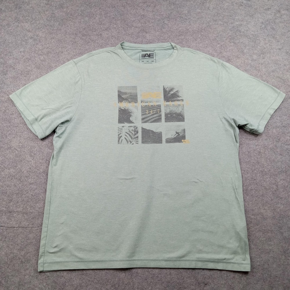 American Eagle Shirt Mens Medium‎ Green Surfer Graphic Stretch Tee Outfitters